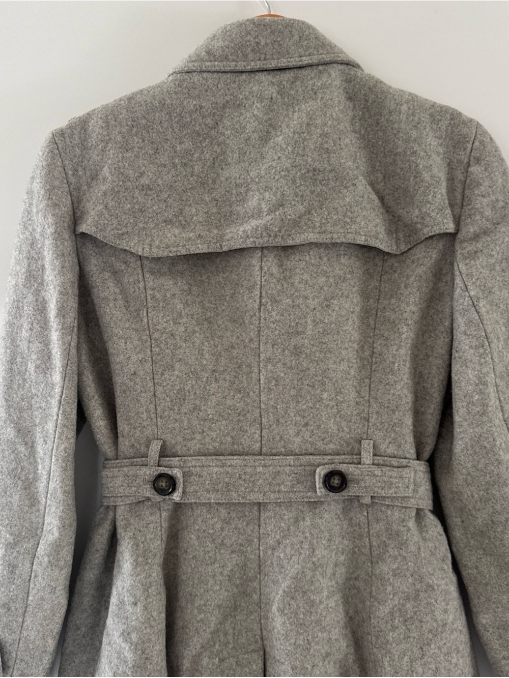 Banana Republic Women's Coat Size Large Gray Belted Wool Button Up Peacoat - Picture 7 of 10